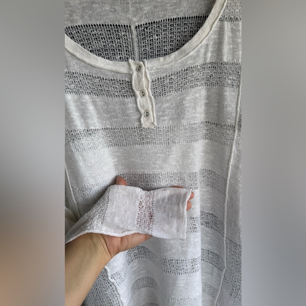 🕊 Free People White Sheer Knit Top XS — Boho Lightweight Layering Sweater - Picture 3 of 5